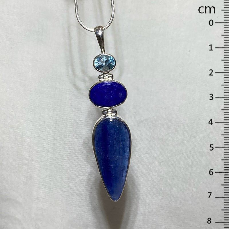 Combination Blue Kyanite, Blue Topaz & Lapis Lazuli Pendant