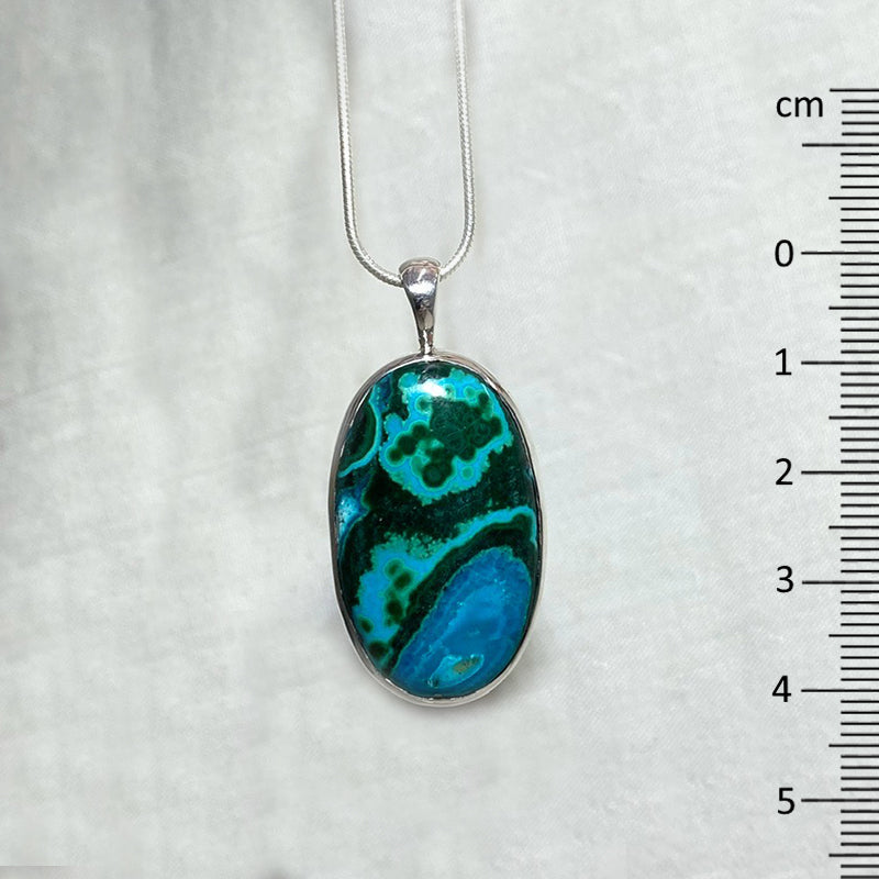 Oval Malachite in Chrysocolla Pendant