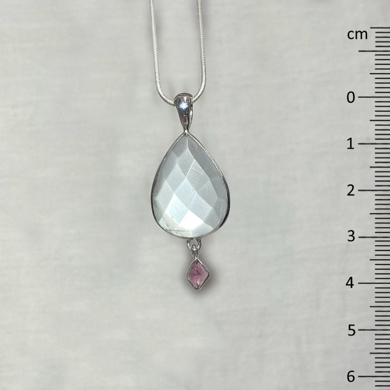 Combination Faceted Teardrop Moonstone & Pink Tourmaline Pendant
