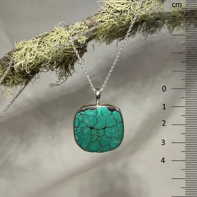 Square Tibetan Turquoise Pendant