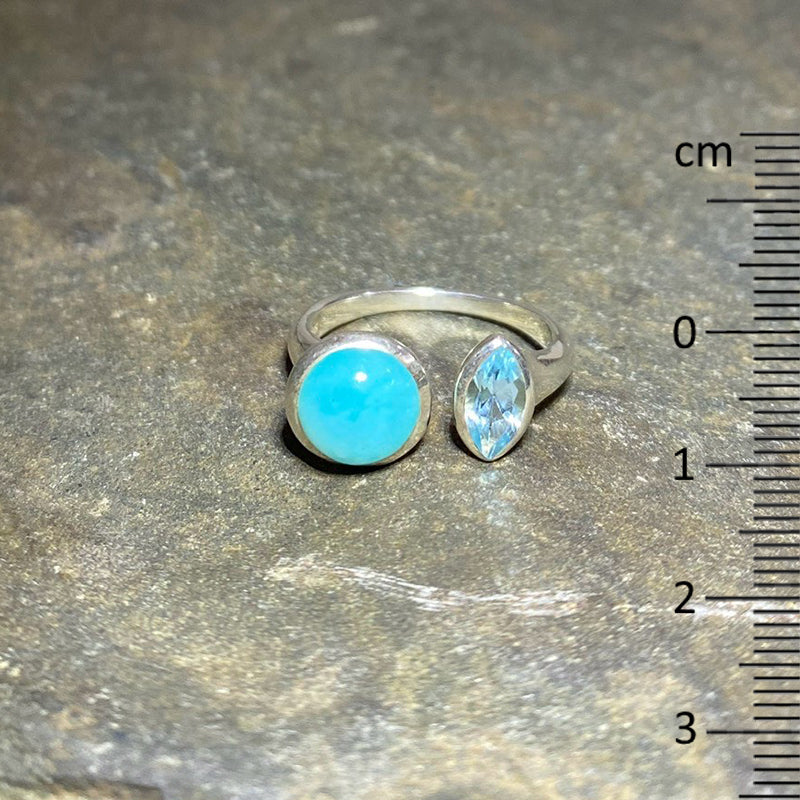 Amazonite & Blue Topaz Ring - Size 7.5