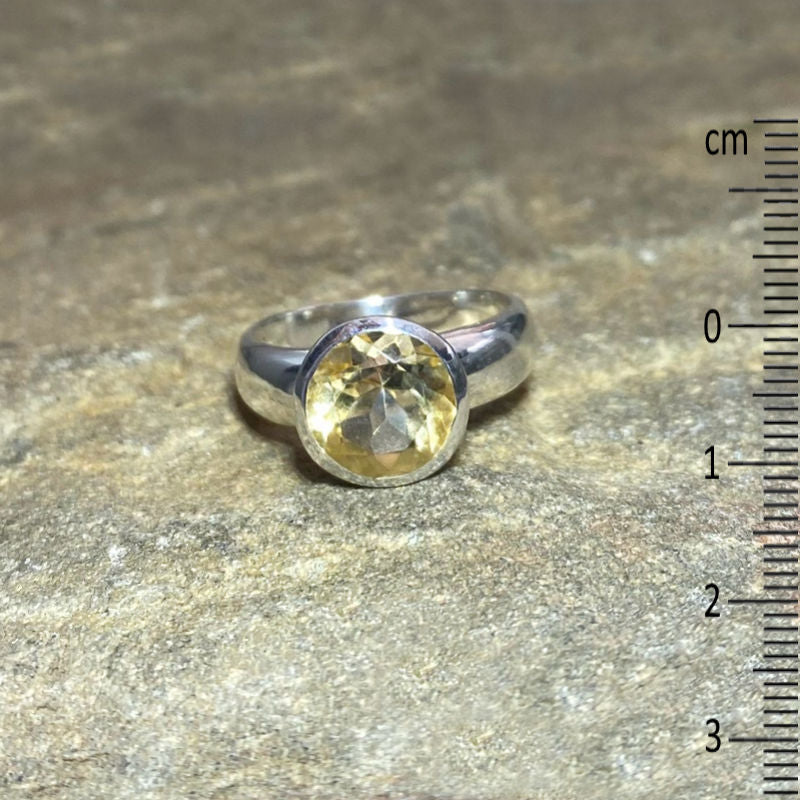 Faceted Round Citrine Ring- Size 7.5