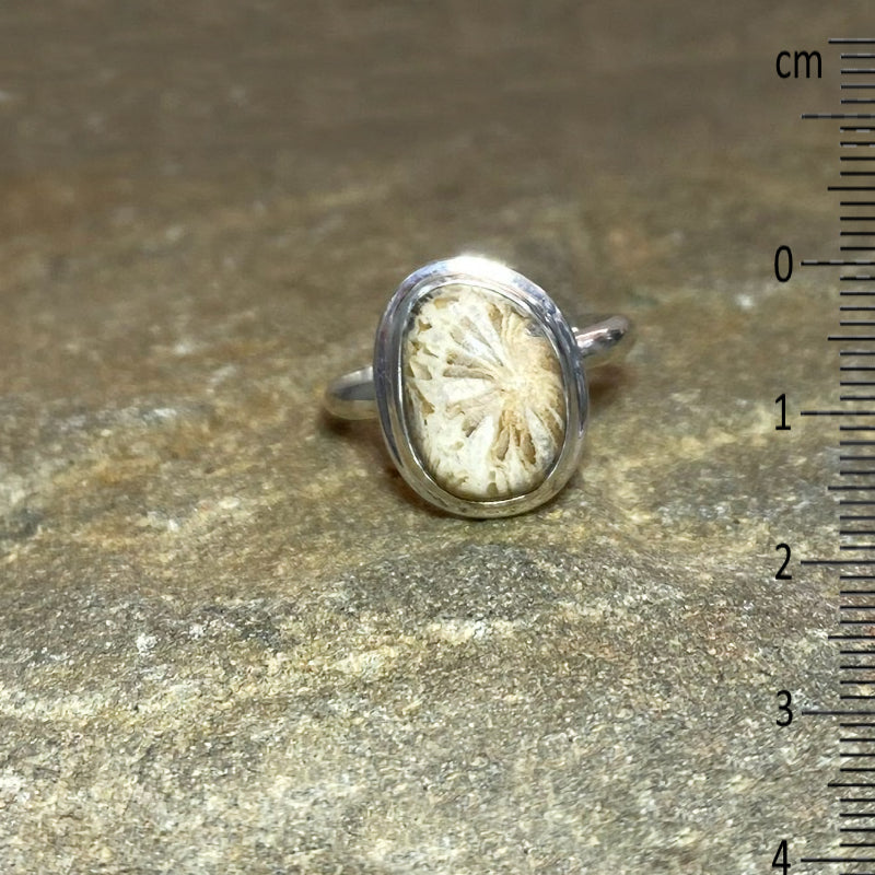 Freeform Fossil Coral Ring- Size 7