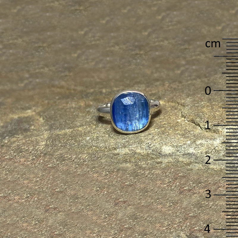 Square Faceted Blue Kyanite Ring- Size 8