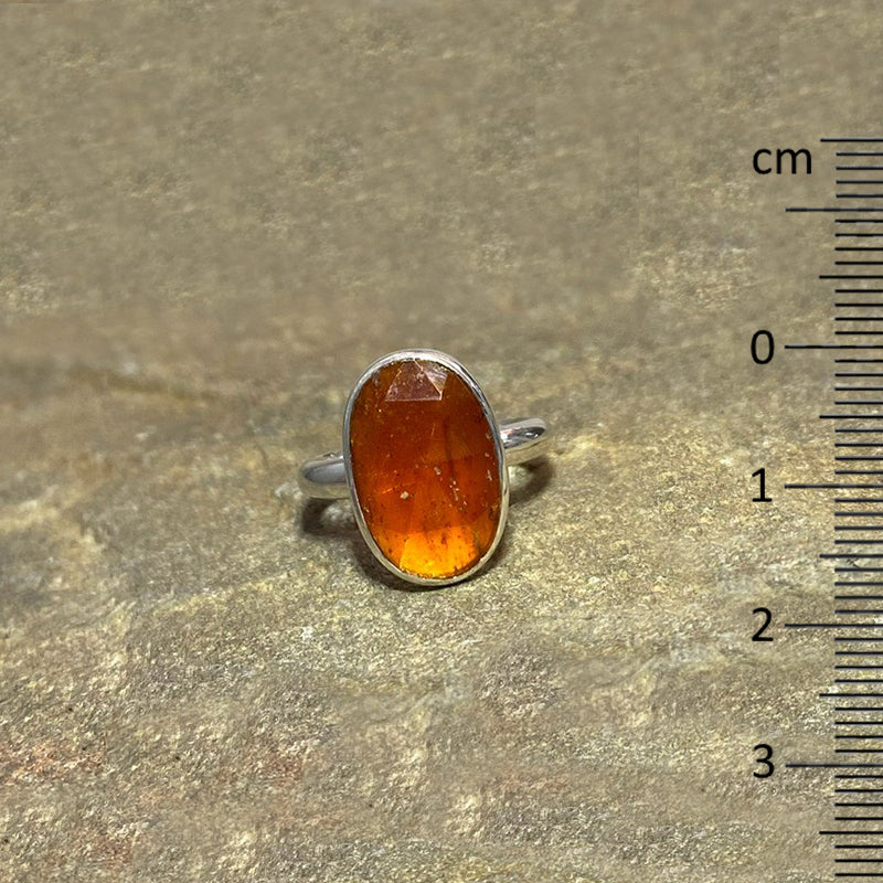 Oval Faceted Orange Kyanite Ring- Size 8