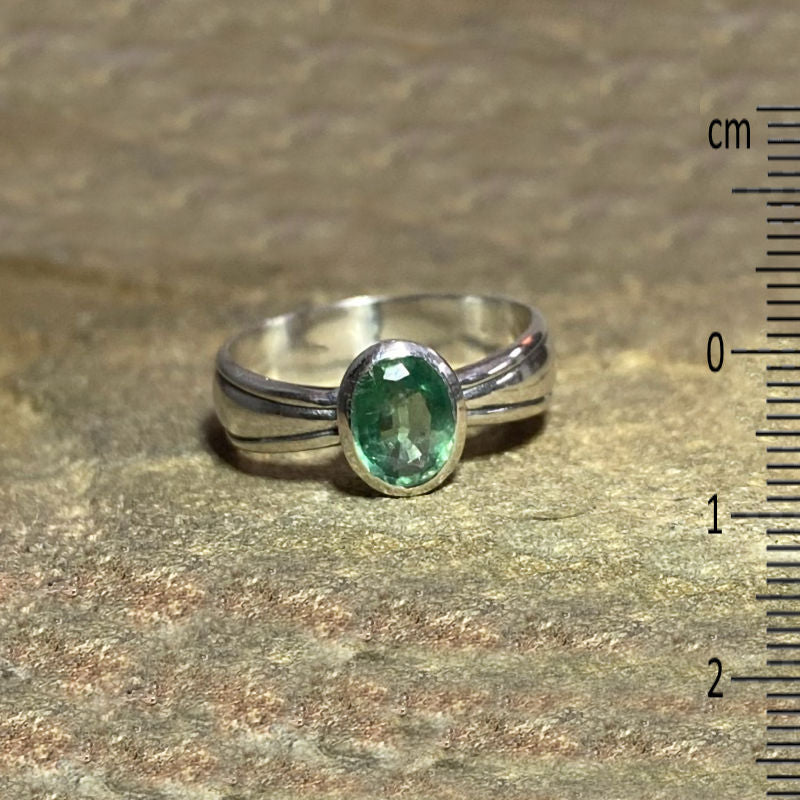 Faceted Oval Green Kyanite Ring- Size 8