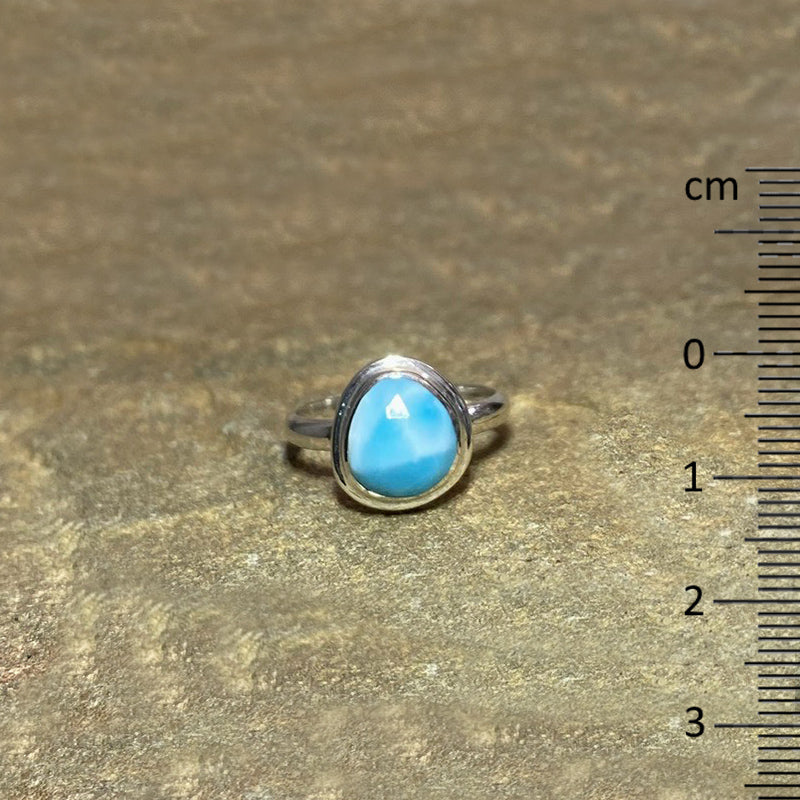 Faceted Teardrop Larimar Ring- Size 6