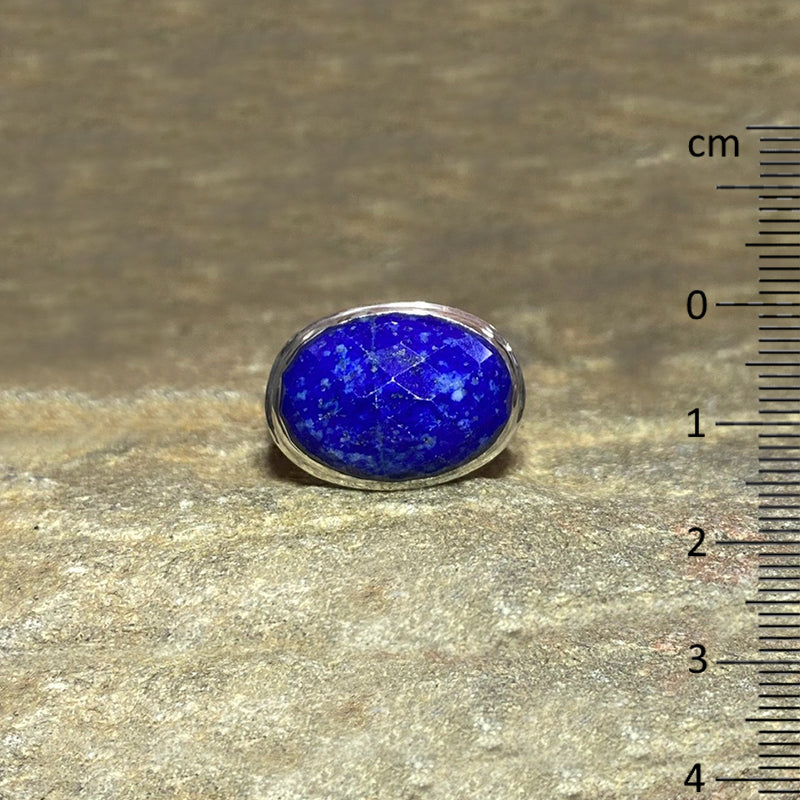 Oval Faceted Lapis Lazuli Ring- Size 8