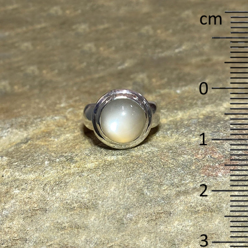 Round Grey Moonstone Ring- Size 7.5