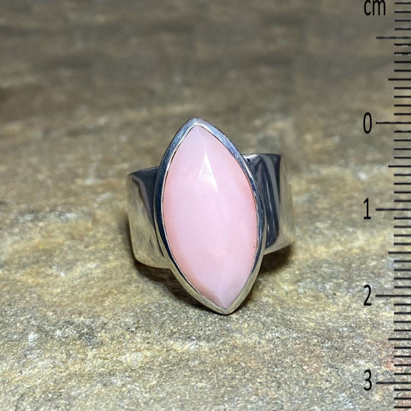 Faceted Marquese Pink Opal Ring- Size 8