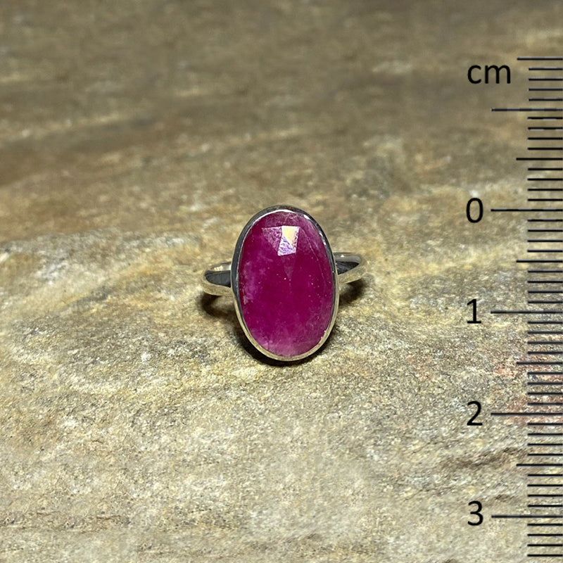 Faceted Oval Ruby Ring- Size 6.5