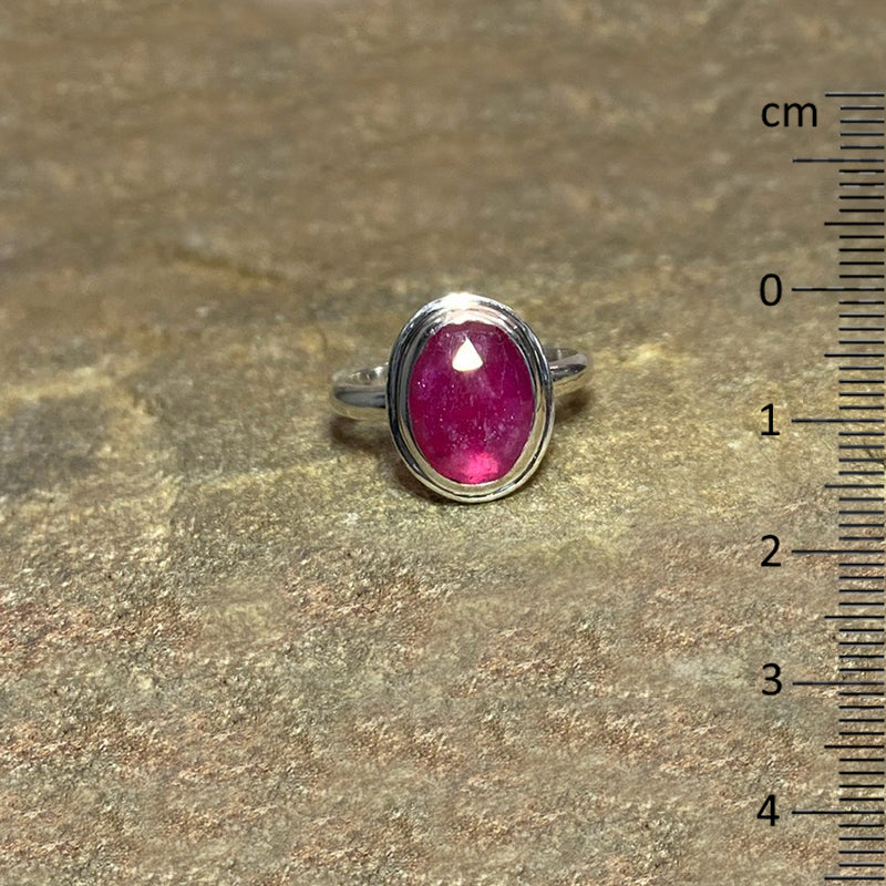 Faceted Oval Ruby Ring- Size 8