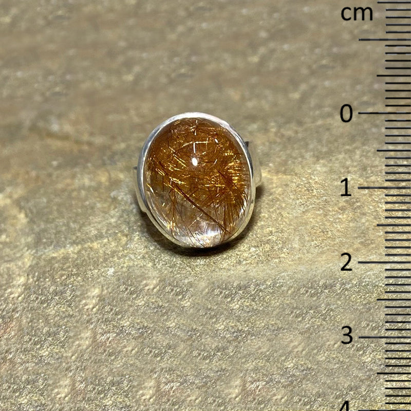 Oval Rutilated Quartz Ring- Size 8