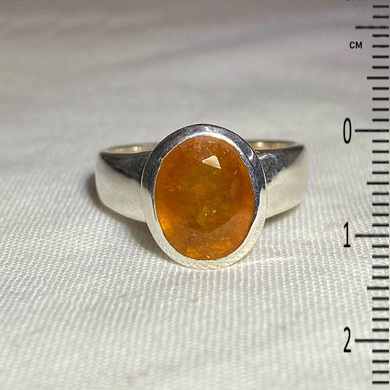 Faceted Oval Orange Sapphire Ring- Size 8
