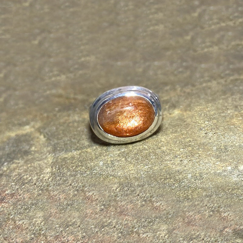Oval Sunstone Ring- Size 8.5