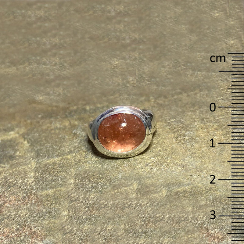 Oval Peach Tourmaline Ring- Size 7.5