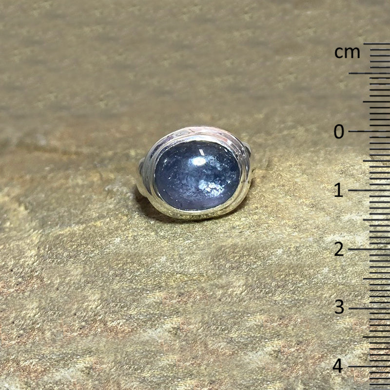 Oval Grey Blue Tourmaline Ring- Size 7.5