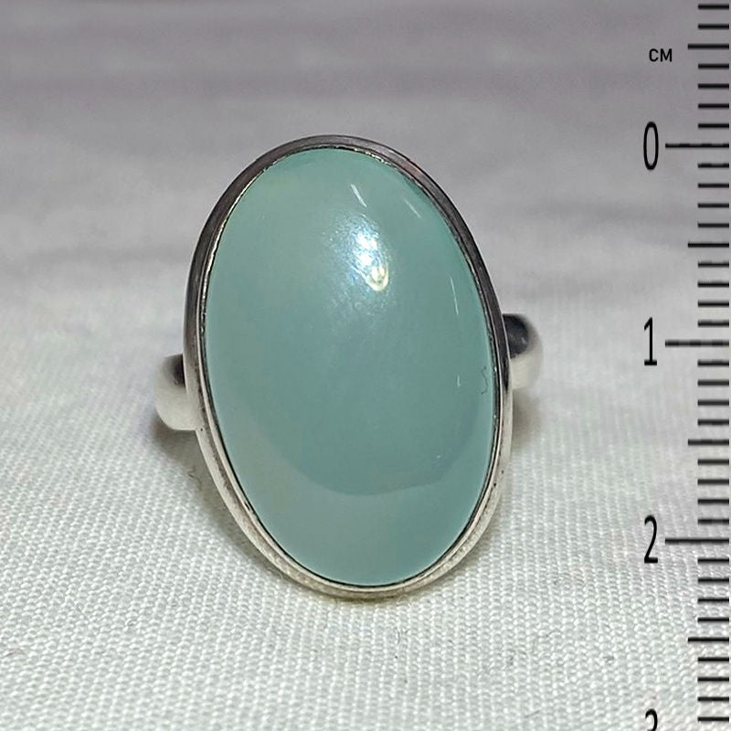 Oval Aqua Chalcedony Ring- Size 7.5