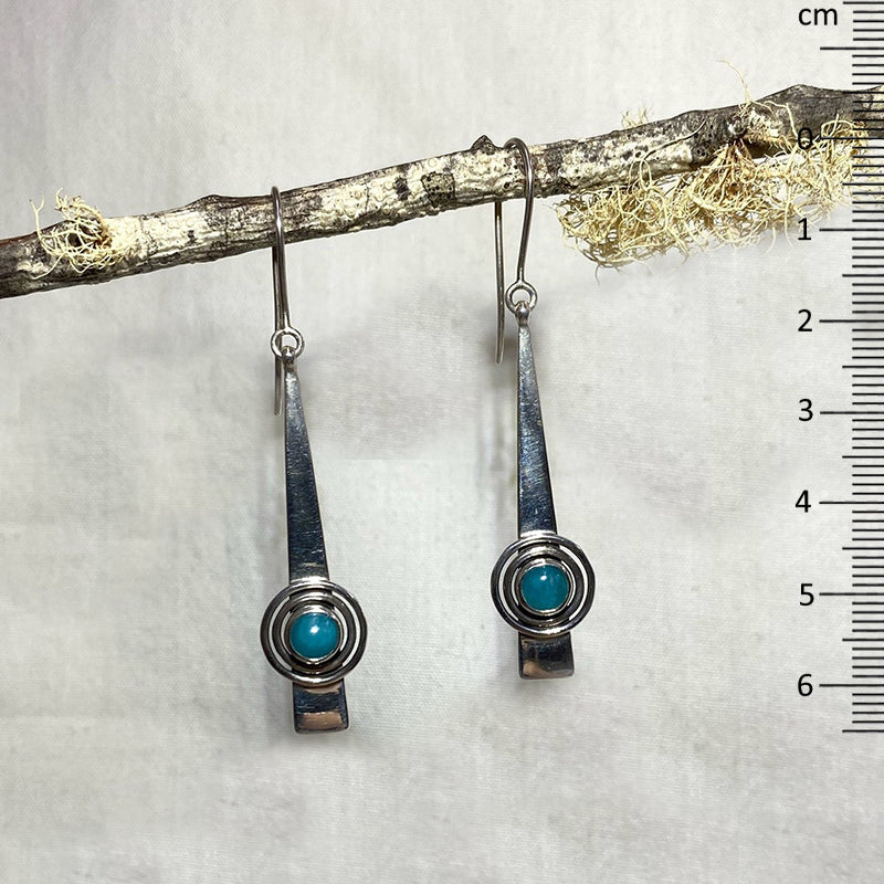 Ornate Sterling Silver Round Amazonite Earrings