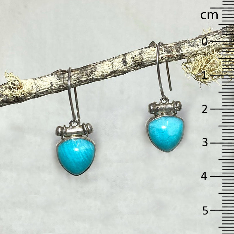 Ornate Sterling Silver Pear Shaped Amazonite Earrings