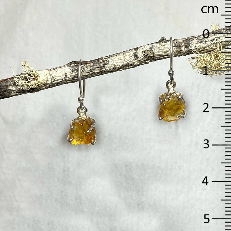 Round Raw Citrine Earrings