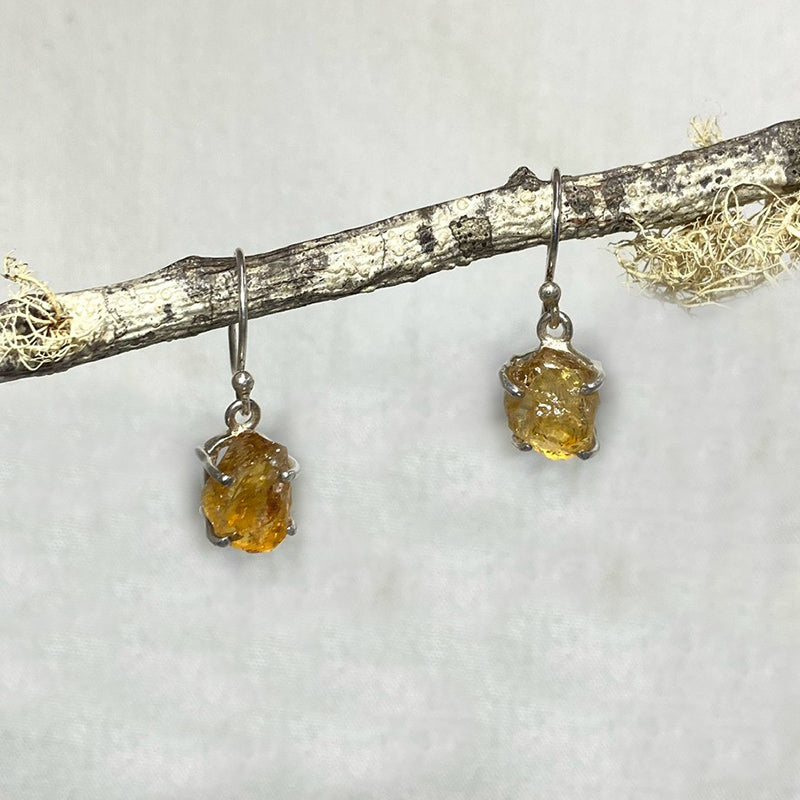 Freeform Raw Citrine Earrings