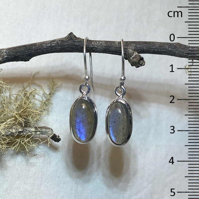Blue Flash Oval Labradorite Earrings