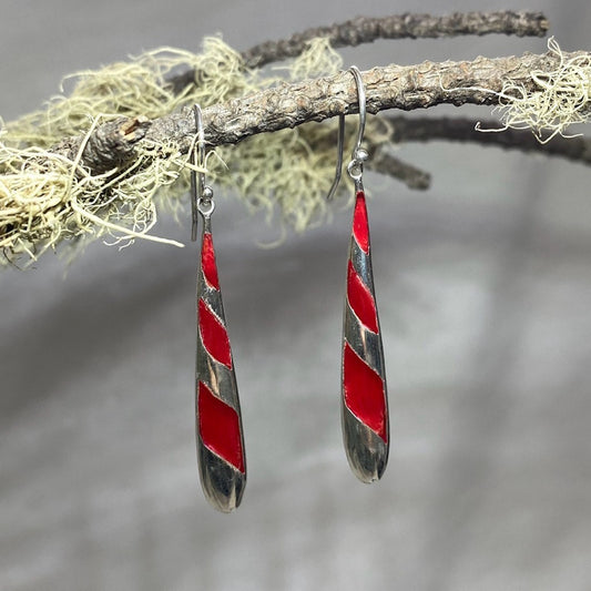 Sterling Silver and Red Coral Earrings