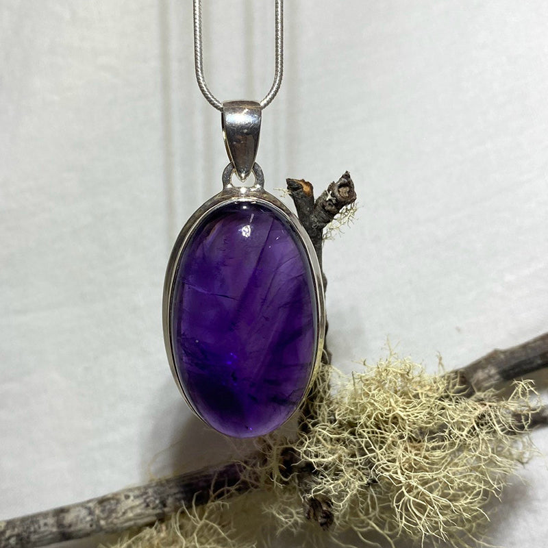 Long Oval Amethyst Pendant