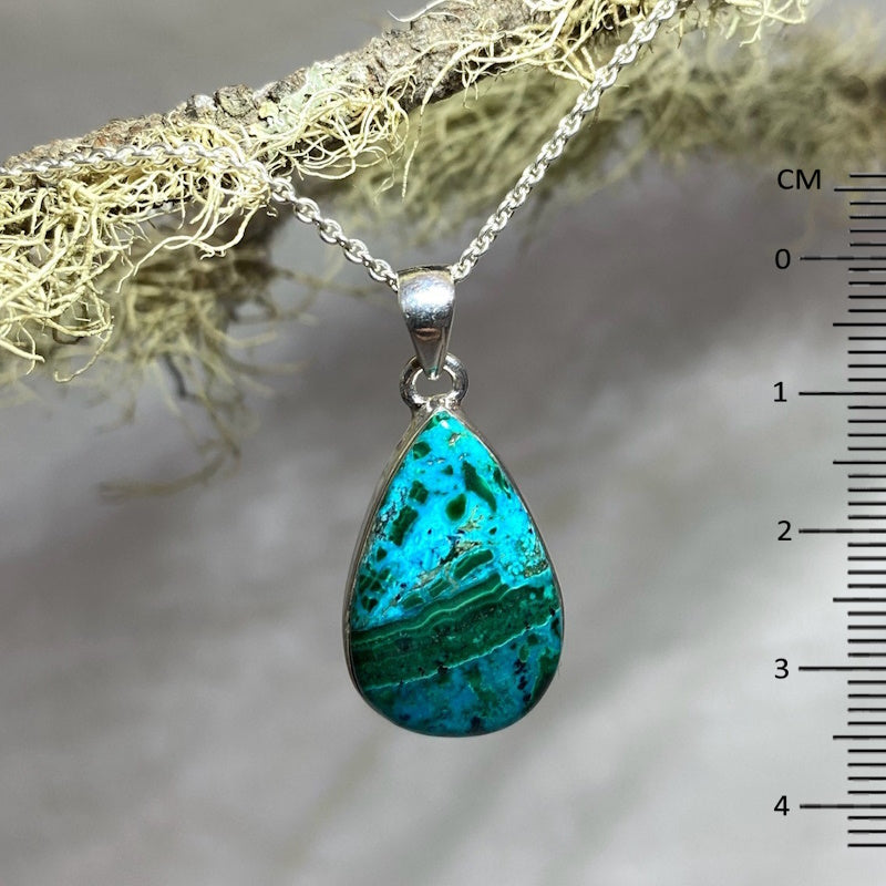Teardrop Chrysocolla and Malachite Pendant