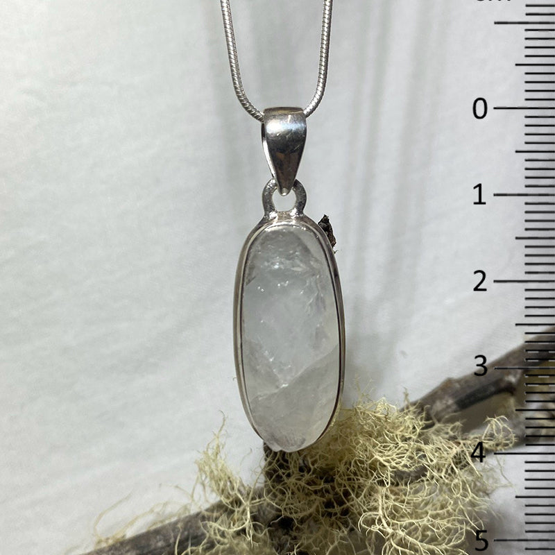 Rainbow Moonstone Natural Unpolished Oval Pendant