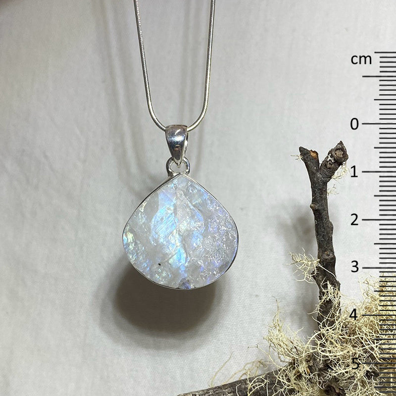 Raw Freeform Rainbow Moonstone Pendant