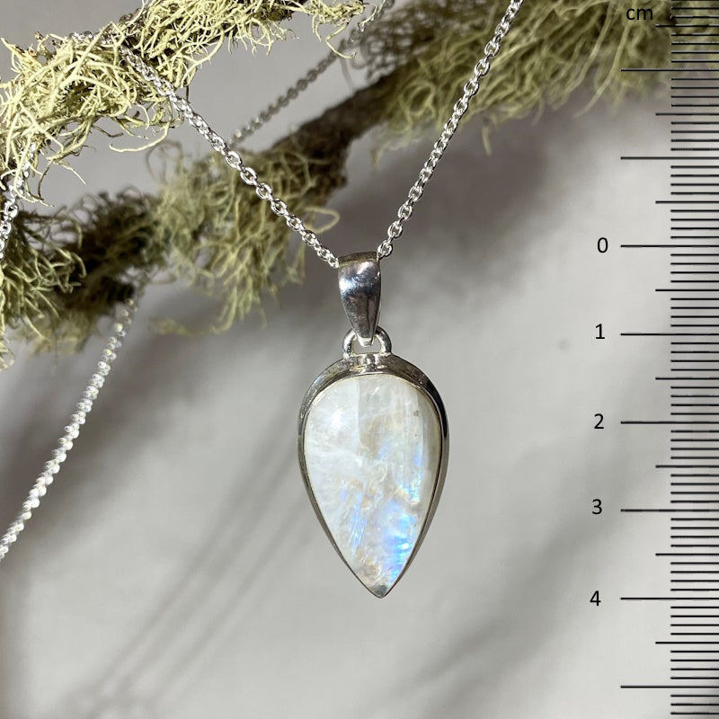 Pear Shaped Rainbow Moonstone Pendant
