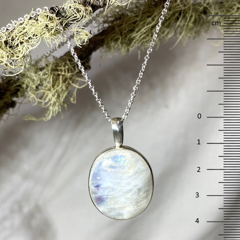 Oval Rainbow Moonstone Pendant