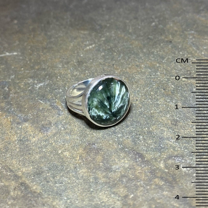 Split Band Round Seraphinite Ring- Size 8