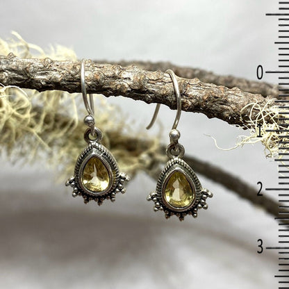 Ornate Sterling Silver Teardrop Citrine Earrings