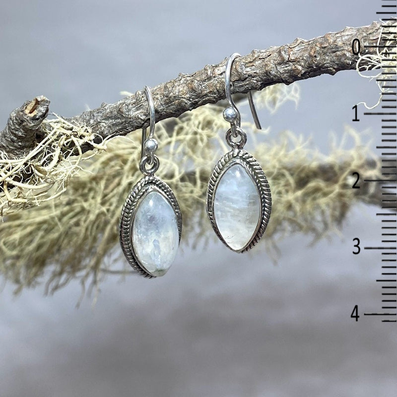 Diamond Shaped Moonstone Earrings