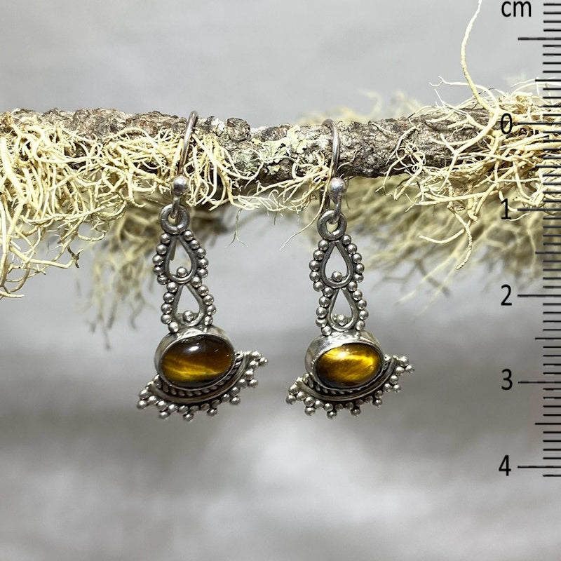 Ornate Sterling Silver Tigers Eye Earrings