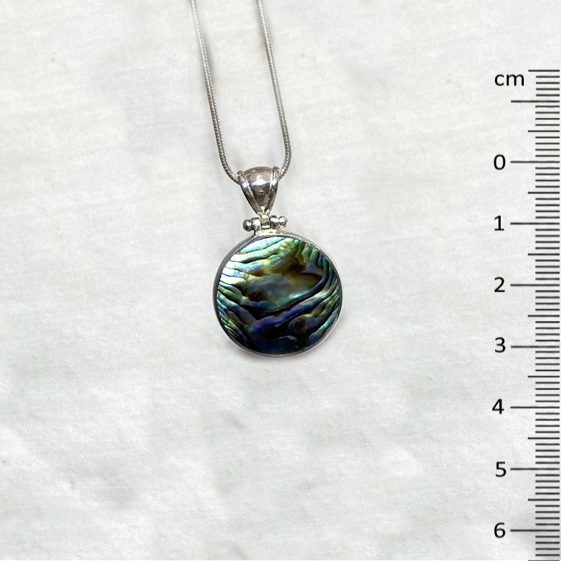 Round Double Sided Paua Shell & Mother Of Pearl Pendant