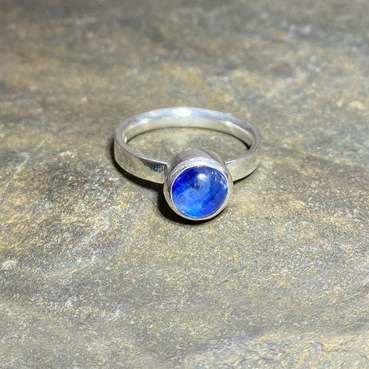 Round Blue Kyanite Ring- Size 8
