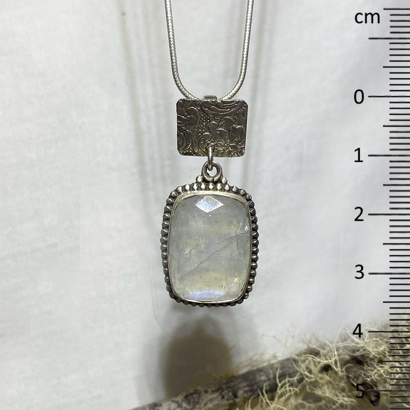 Rainbow Moonstone Faceted Pendant