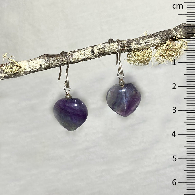 Rainbow Fluorite Heart Earrings