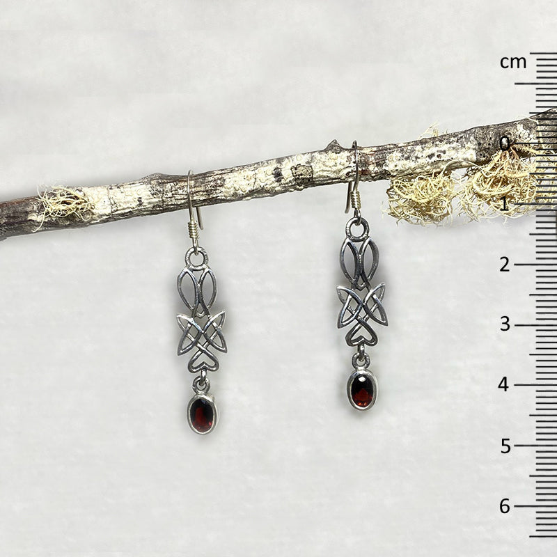Ornate Sterling Silver Faceted Oval Garnet Earrings