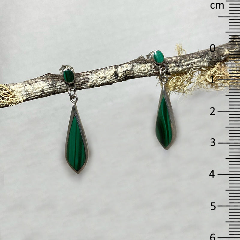 Oval & Marquese Malachite Stud Earrings