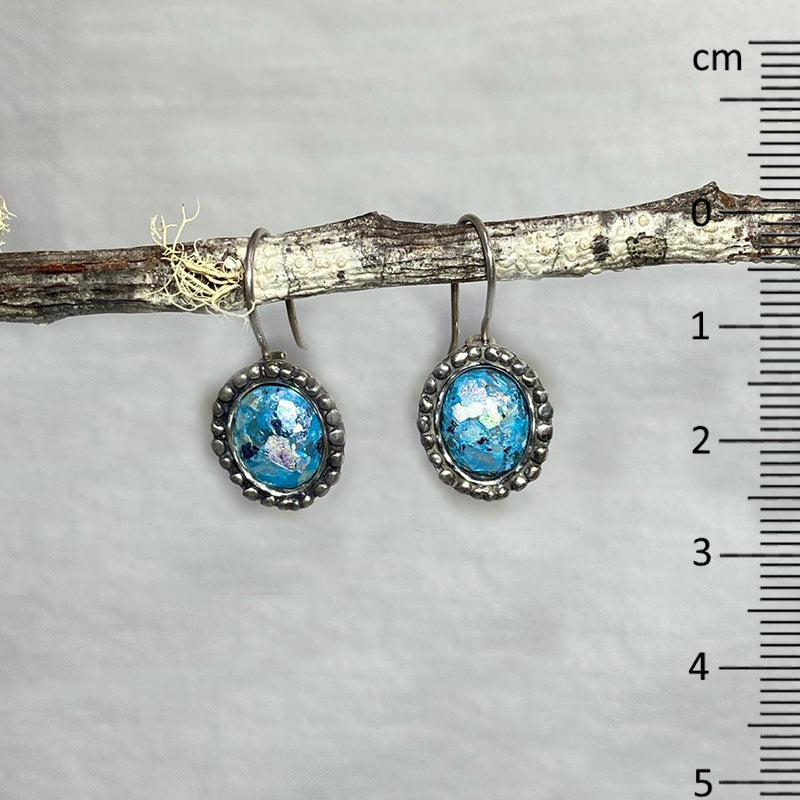 Oval Ancient Roman Glass Earrings