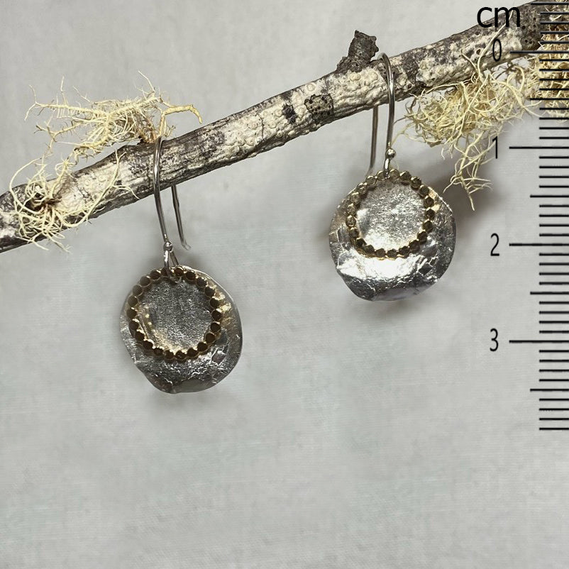 Ornate Round Sterling Silver & Gold Earrings