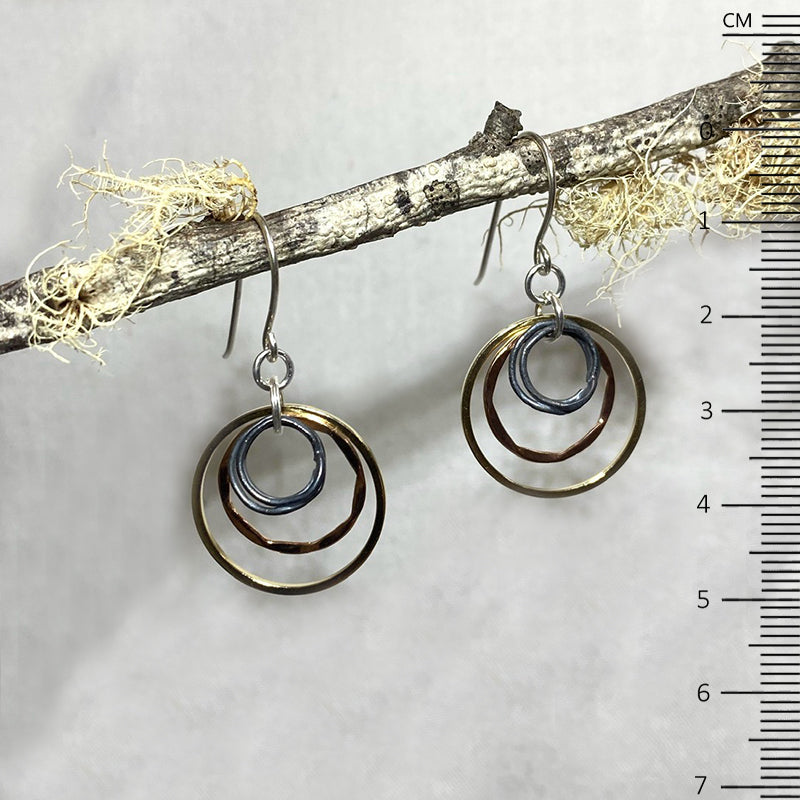 Round Sterling Silver & Gold Earrings