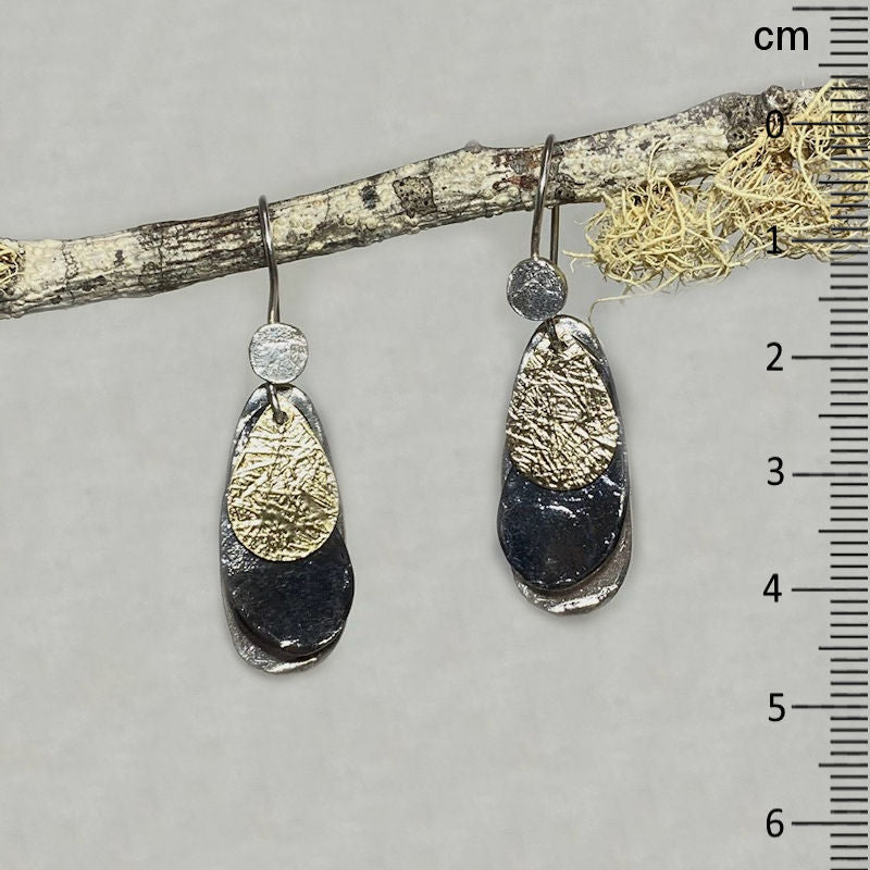 Ornate Sterling Silver & Yellow Gold Earrings