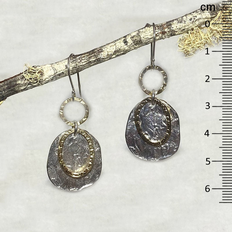 Ornate Sterling Silver & Yellow Gold Earrings