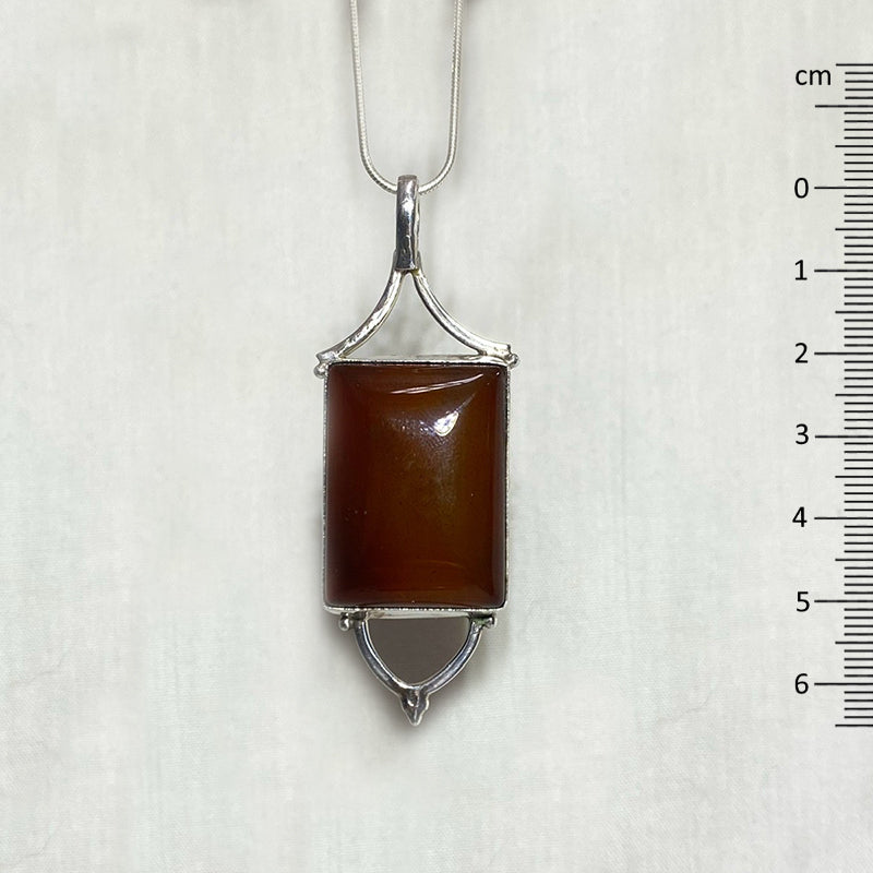 Rectangle Carnelian Ornate Sterling Silver Pendant
